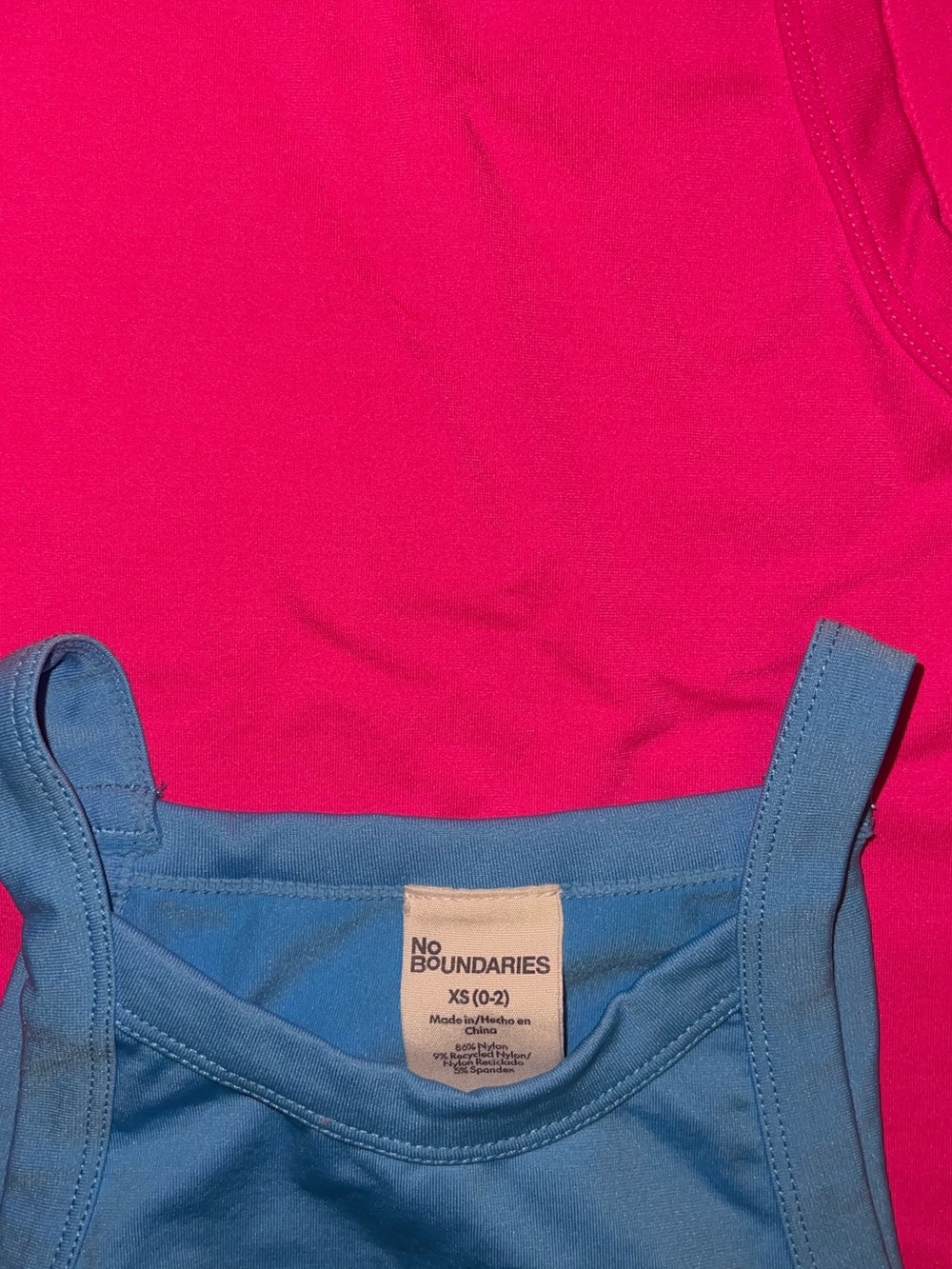 No Boundaries Vibrant Pink & Blue Y2K Fitted Nylon Spandex Tank Tops Size XS 0-2 - Picture 8 of 8